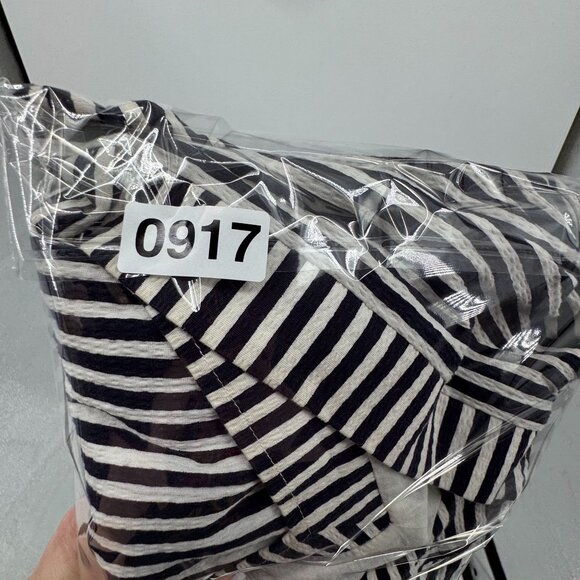 Maggy London Y2K Midi Dress Womens 6 Striped Dolman Sleeves Deep V Neck‎ Empire - Picture 7 of 7